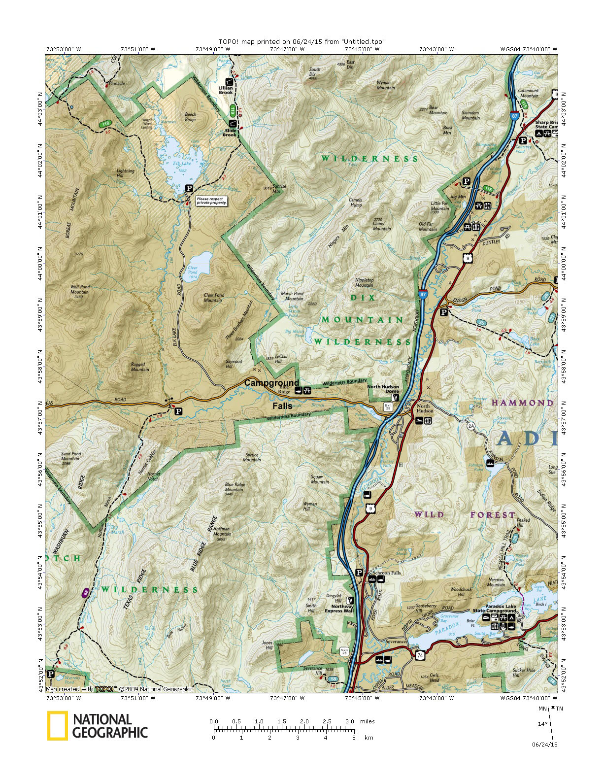 Blue Ridge Falls Campsites: Large  Scale Topographic Map